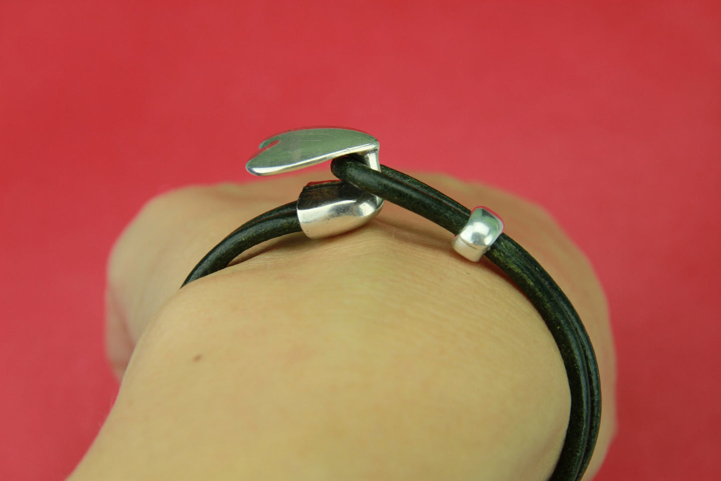 RC0131>>MADE in EUROPE zamak heart hook clasp with slider, 3mm round cord clasp, silver heart hook clasp (6841) Qty1
