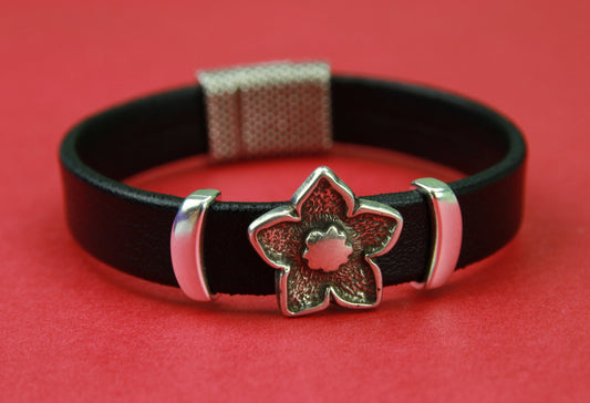 FS0132>>MADE IN EUROPE 2 zamak flower sliders 10mm flat cord, 10mm flat cord flower slider, Qty2