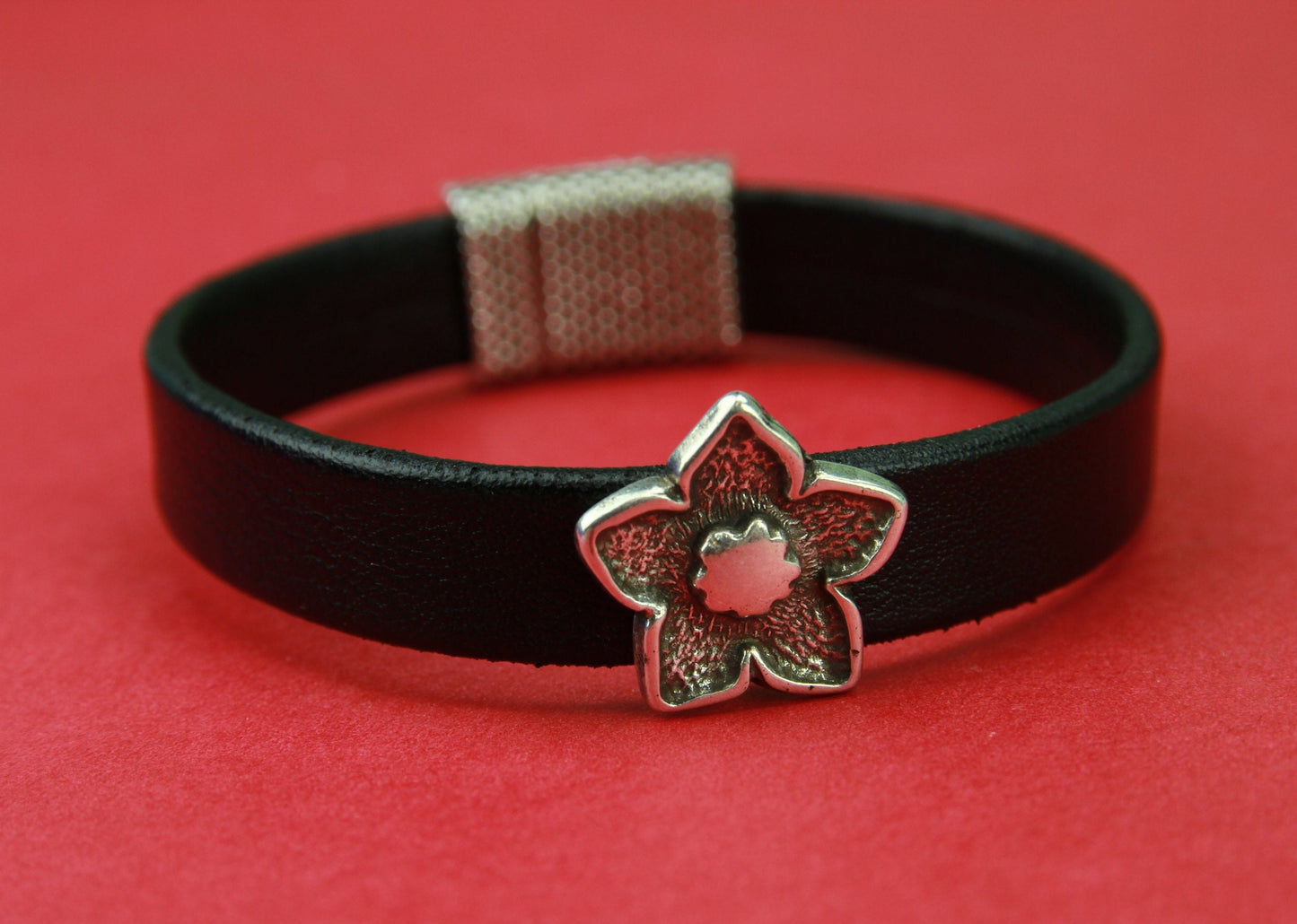 FS0132>>MADE IN EUROPE 2 zamak flower sliders 10mm flat cord, 10mm flat cord flower slider, Qty2