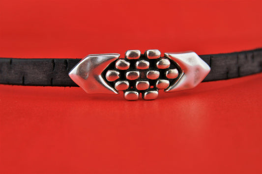FS0124>>MADE in EUROPE 2 zamak sliders, 10mm flat cord slider, 10mm leather cord sliders, zamak beaded slider Qty2