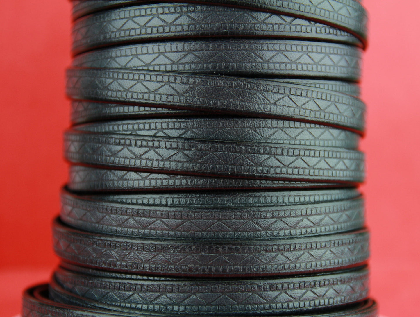 MADE in SPAIN 24" flat leather cord, 10mm flat engraved leather cord for bracelet, embossed 10mm leather cord (707/10/40)