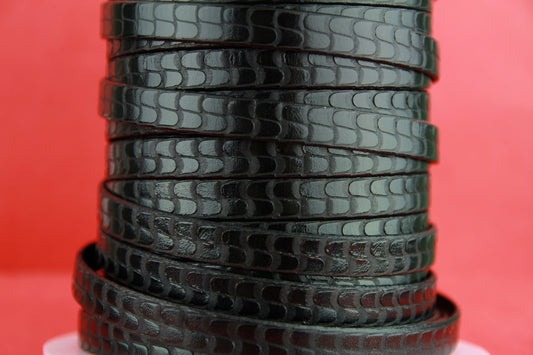 MADE in SPAIN 24" flat leather cord, 10mm flat engraved leather cord for bracelet, embossed 10mm leather cord (511/10/01)