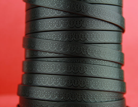 MADE in SPAIN 24" flat leather cord, 10mm flat engraved leather cord for bracelet, embossed 10mm leather cord (507/10/01)