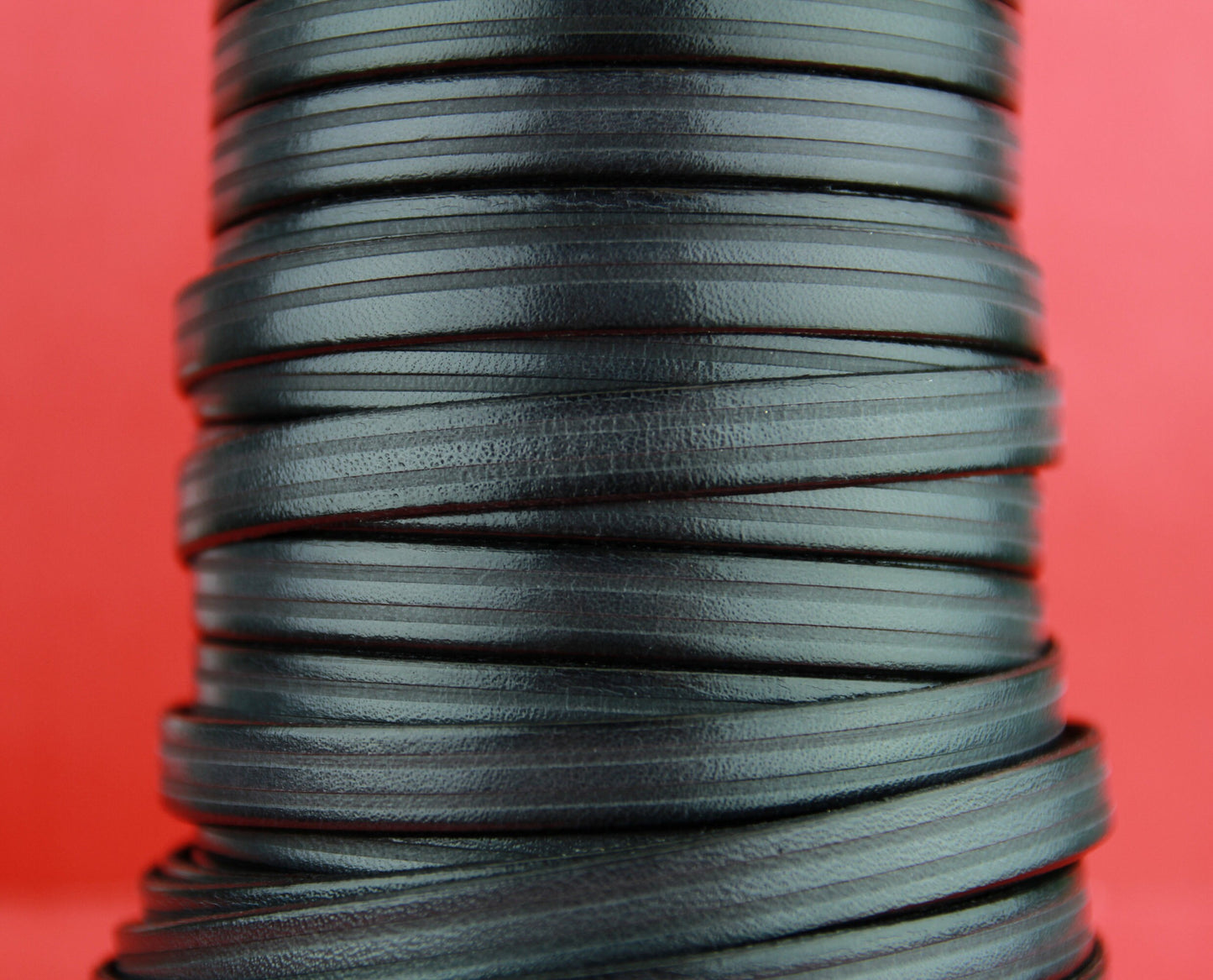 MADE in EUROPE 24" flat leather cord, embossed 10mm gray leather cord, engraved leather cord (497/10/40)