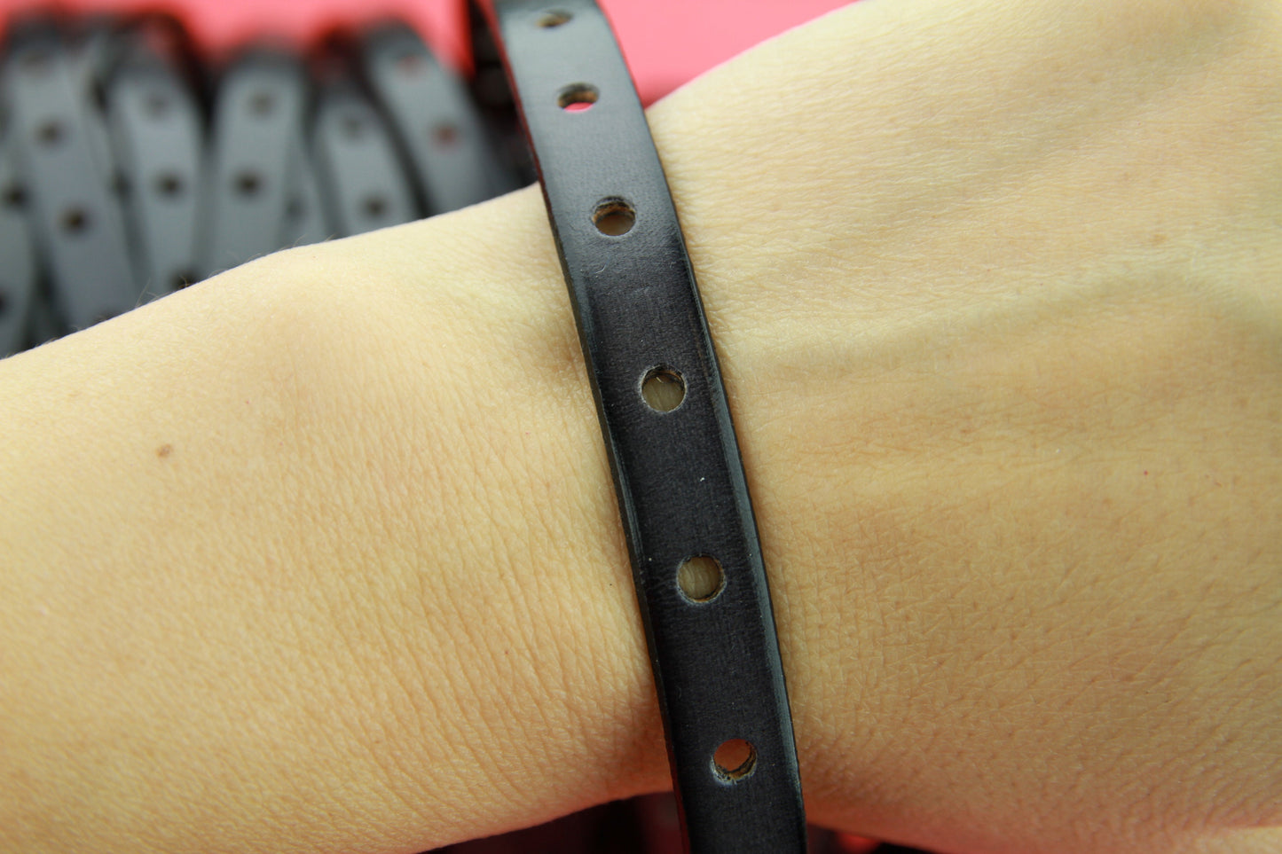 MADE IN SPAIN 24" perforated 10mm leather cord, perforated gray leather cord, 10mm plain leather cord (291/10/40)