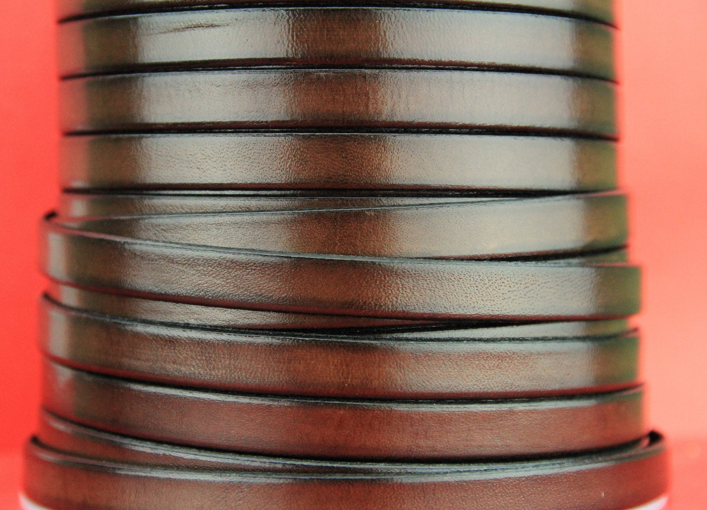 MADE IN SPAIN 24" flat leather cord, brown 10mm flat leather cord, 10mm plain leather cord(221/10/37)