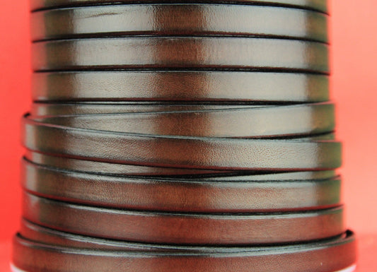 MADE IN SPAIN 24" flat leather cord, brown 10mm flat leather cord, 10mm plain leather cord(221/10/37)