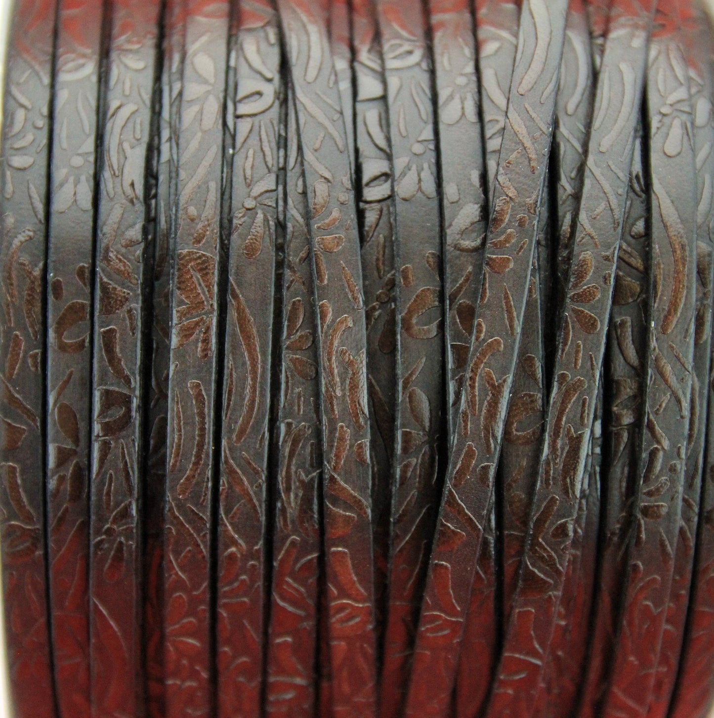MADE in EUROPE 24'' flat 5mm engraved leather cord, 5mm flat leather cord, 5mm floral embossed leather cord (509/05/37)