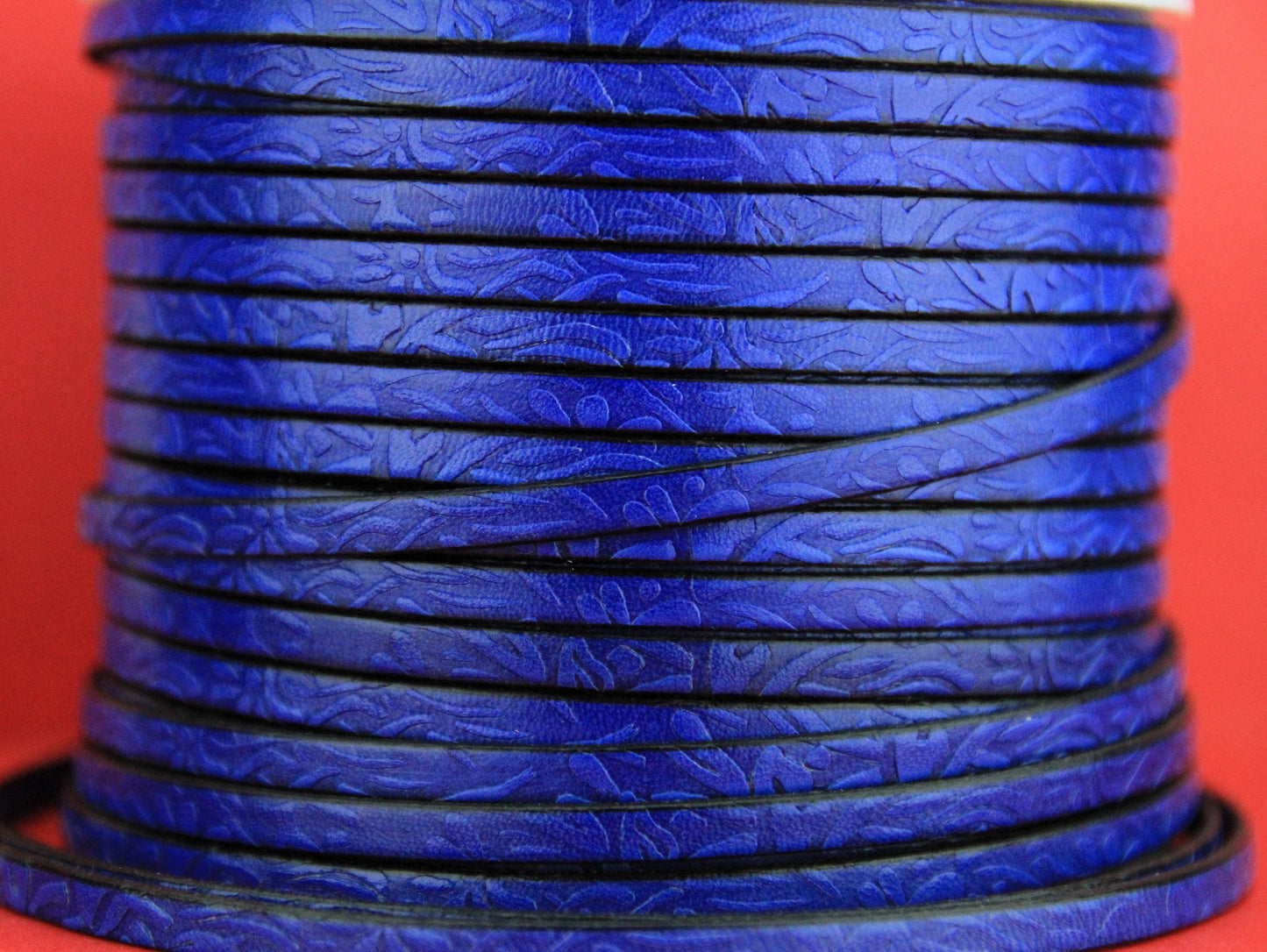 MADE in EUROPE 24'' flat 5mm engraved leather cord, 5mm flat leather cord, 5mm floral embossed leather cord(509/05/28)