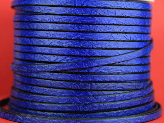 MADE in EUROPE 24'' flat 5mm engraved leather cord, 5mm flat leather cord, 5mm floral embossed leather cord(509/05/28)