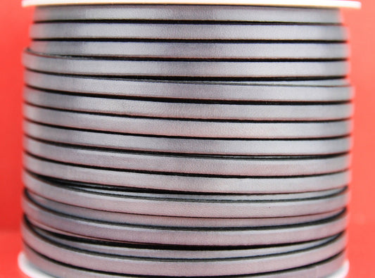 MADE in EUROPE 1 yard of 5mm flat leather cord, genuine leather 5mm strip, flat gray 5mm leather cord (221/05/41)