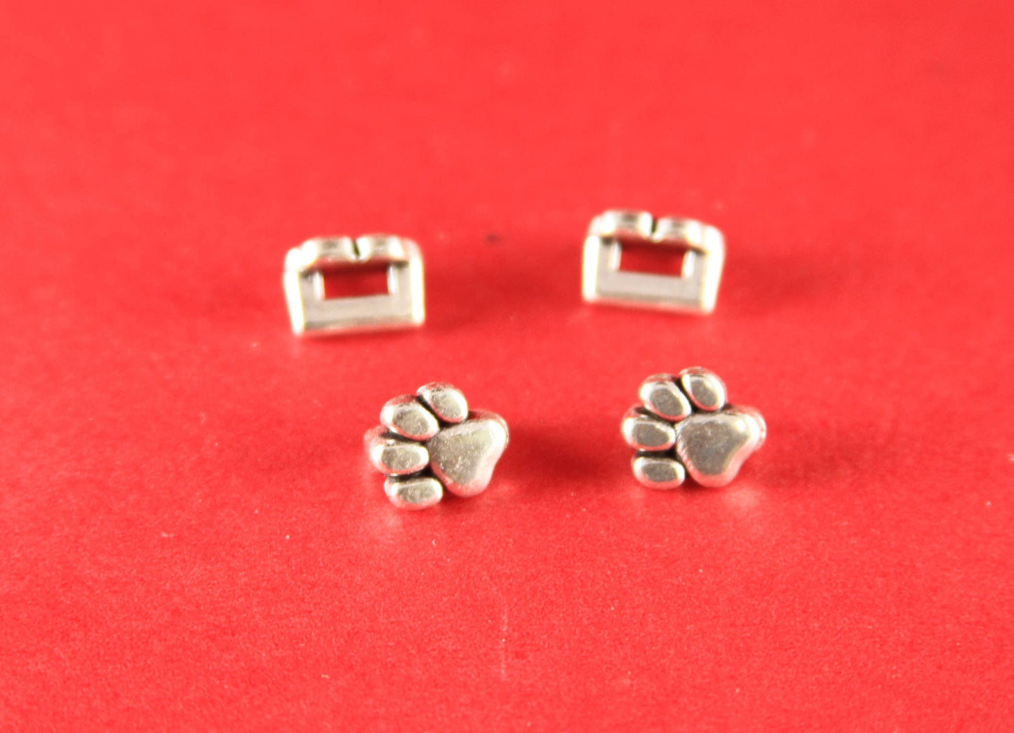 FS0026>>MADE in EUROPE 4 zamak paw print sliders for 5mm flat cord, flat 5mm cord slider, zamak paw sliders qty4