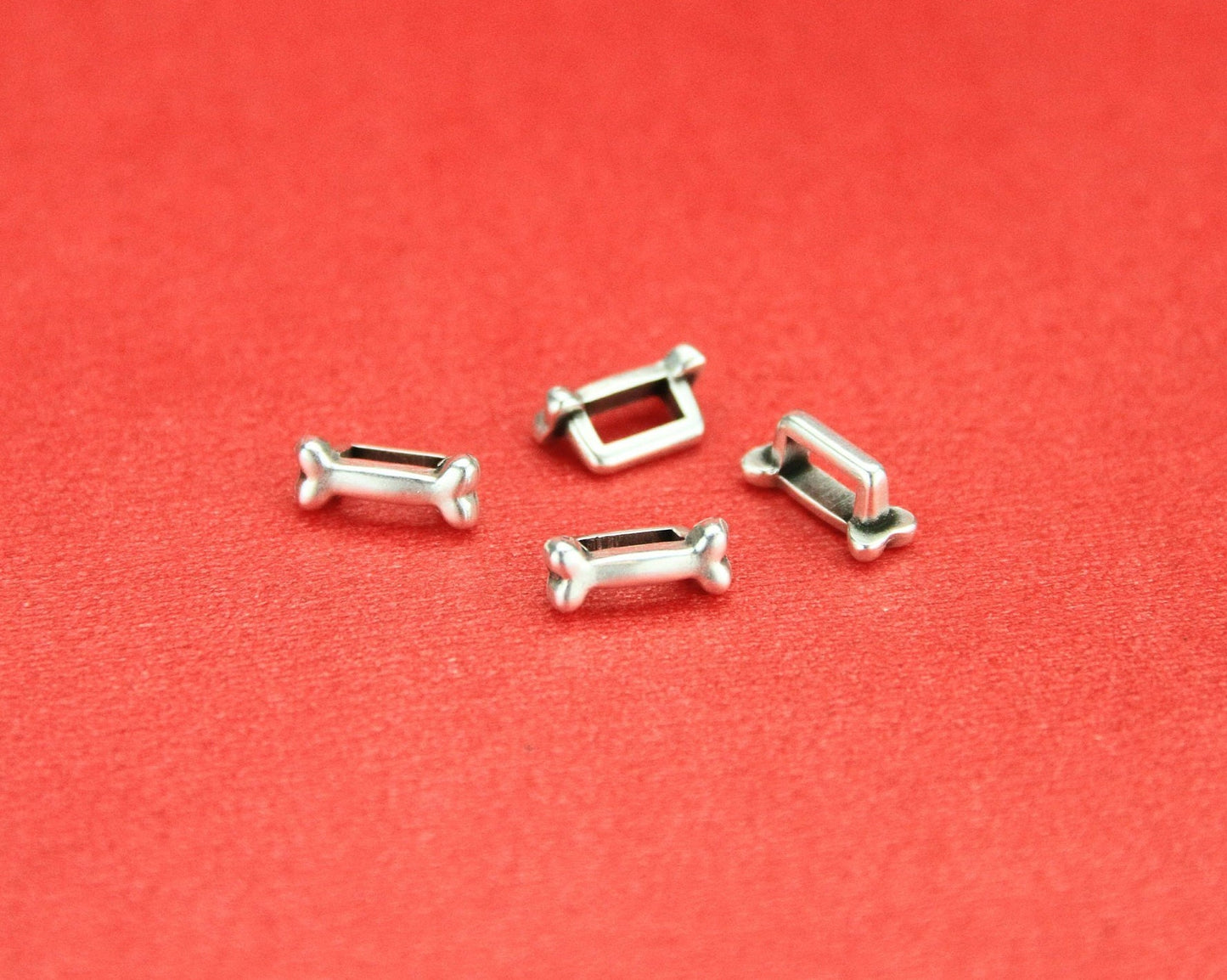 FS0022>>MADE in EUROPE 4 zamak bone sliders for 5mm flat cord, flat 5mm cord slider, zamak bone sliders qty4