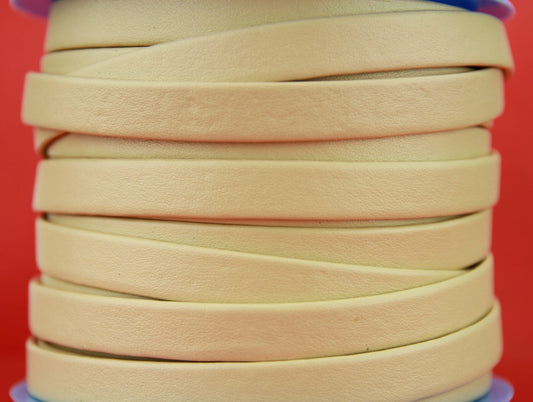 MADE in EUROPE 24" flat leather cord, 10mm folded leather cord, soft ecru leather cord for bracelet (TD10ecru)