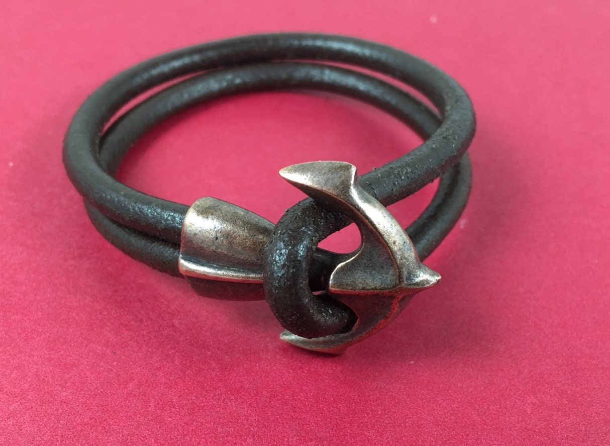 RC0091>>MADE IN EUROPE anchor hook clasp, 5mm leather cord clasp, round leather cord clasp(X5991AC) Qty1