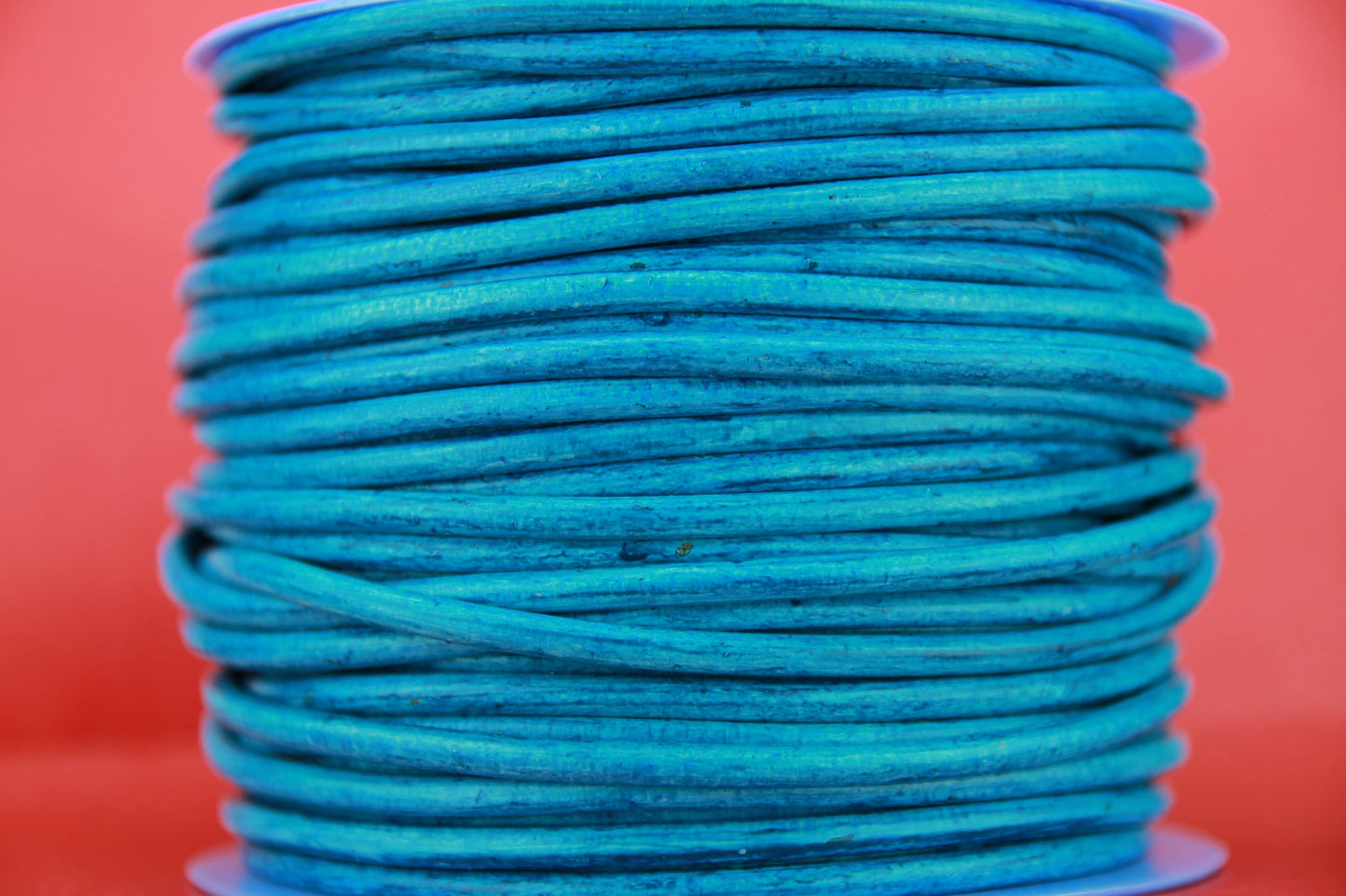 MADE in SPAIN 1 yard turquoise round leather cord, genuine leather cord, jewelry leather cord, distressed leather cord (4MS321)