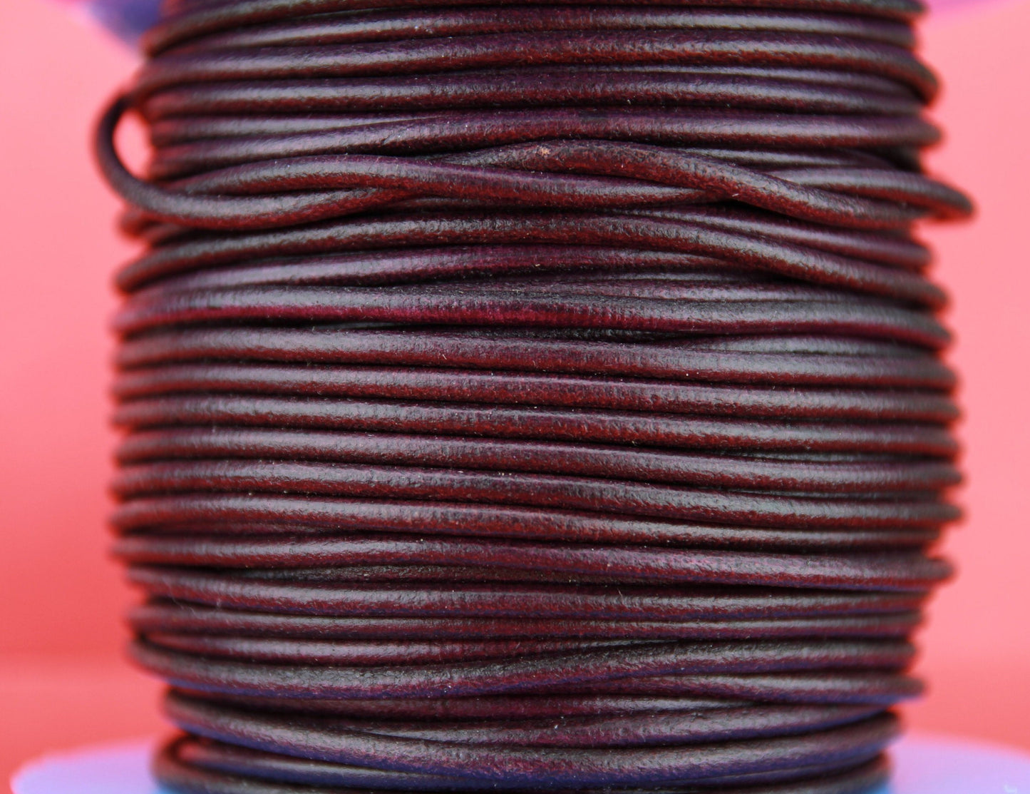 MADE in EUROPE 2 yards of 3mm purple leather cord, 3mm round leather cord, genuine leather cord (3ANILIL)