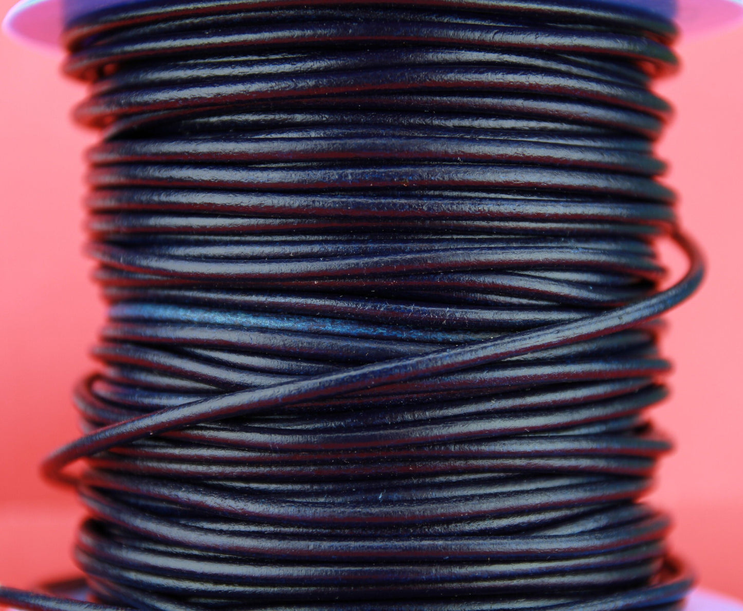 MADE in EUROPE 2 yards of 3mm dark blue leather cord, 3mm round leather cord, genuine navy blue leather cord (3ANIAZUMAR)
