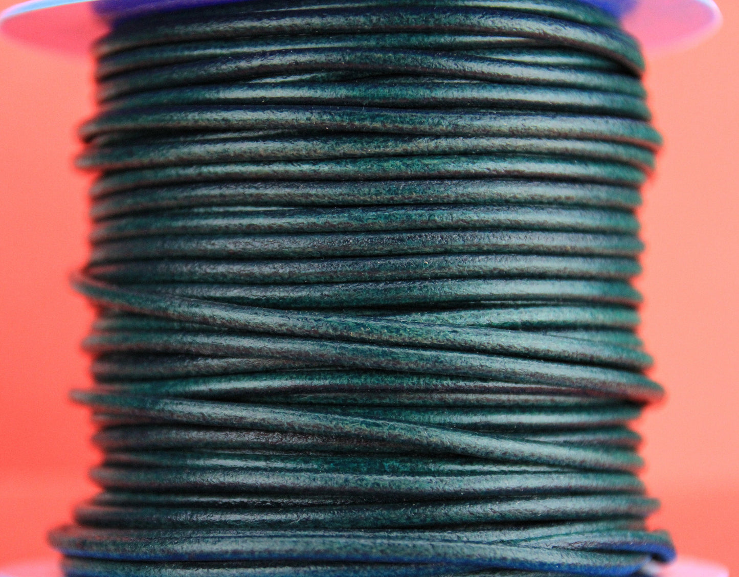 MADE in EUROPE 2 yards of 3mm BOTTLE green leather cord, 3mm round leather cord, genuine leather cord (3ANIVERAZ)