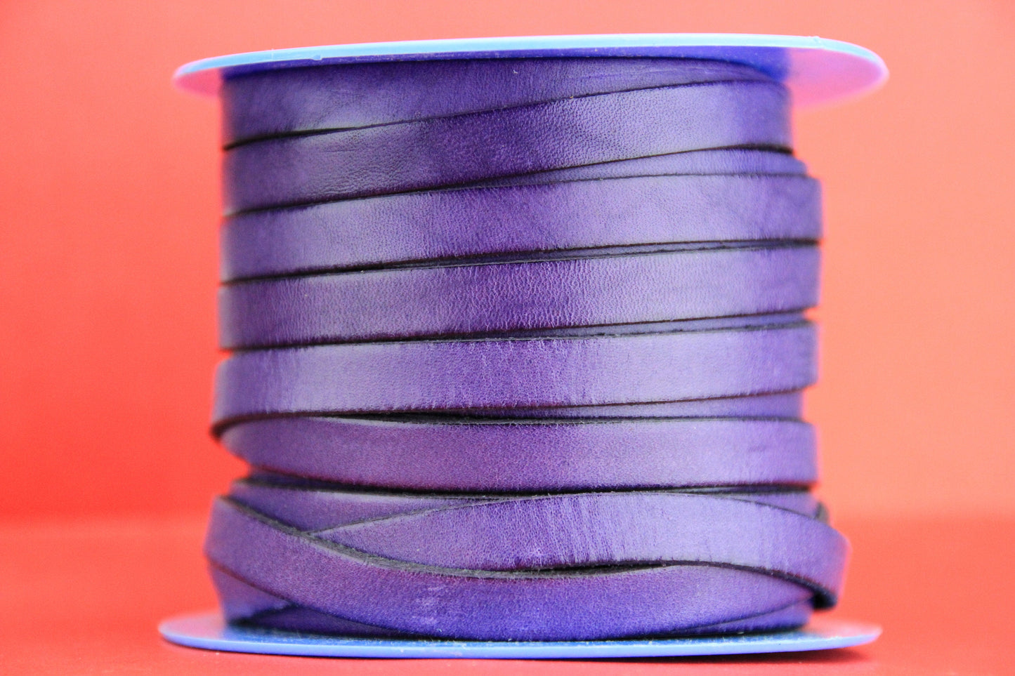 MADE in SPAIN 2 feet of flat 10mm  leather cord, 10mm purple leather cord, (VM10lil)