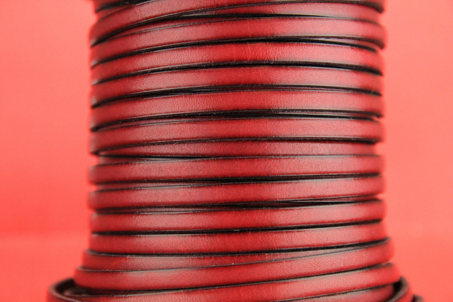 MADE in EUROPE 1 yard of 5mm flat leather cord, 5mm genuine plum leather cord, flat 5mm real leather cord (MARF5CIR)