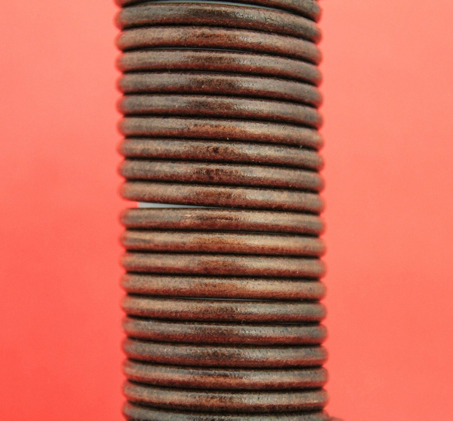 MADE in EUROPE 2 feet (24"=61cm) brown round leather cord, 5mm round brown leather cord,  (5ANIMAR)