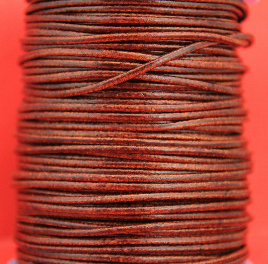 MADE IN SPAIN 6 feet 2mm leather cord, 2mm tobacco leather cord, 2mm round leather cord, (2ANITAB)