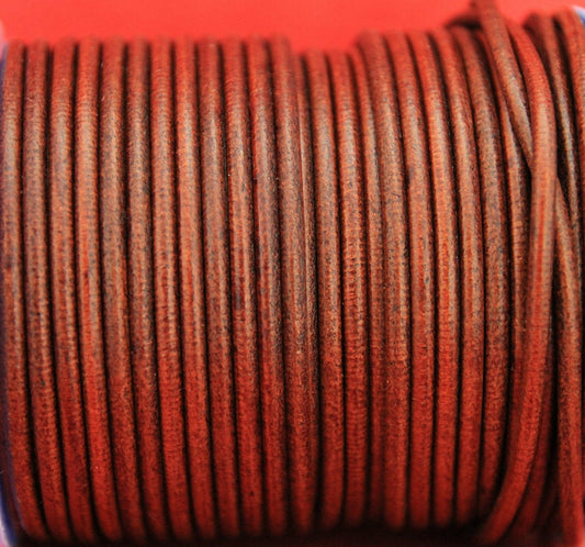 MADE IN SPAIN 6 feet 3mm leather cord, 3mm tobacco leather cord, 3mm round leather cord,(3ANITAB)
