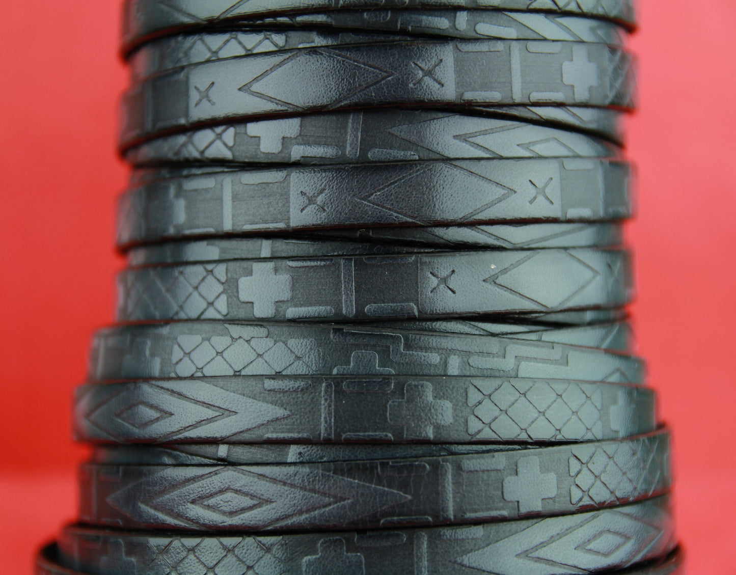 MADE in SPAIN 24" flat leather cord, 10mm flat engraved leather cord for bracelet, embossed 10mm leather cord (705/10/40)