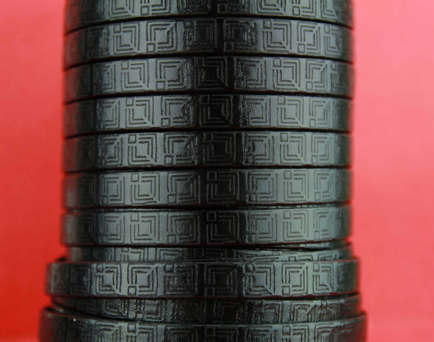 MADE in SPAIN 24" flat leather cord, 10mm flat engraved leather cord for bracelet, embossed 10mm leather cord