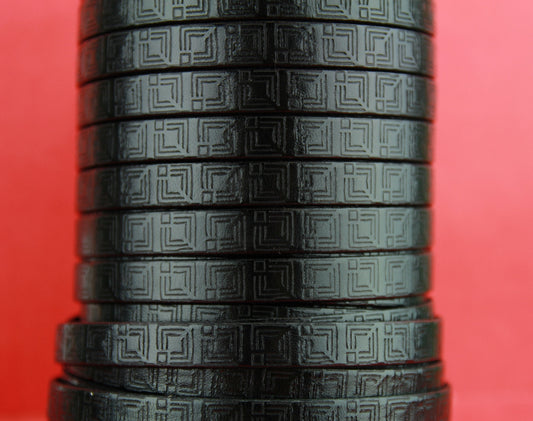 MADE in SPAIN 24" flat leather cord, 10mm flat engraved leather cord for bracelet, embossed 10mm leather cord