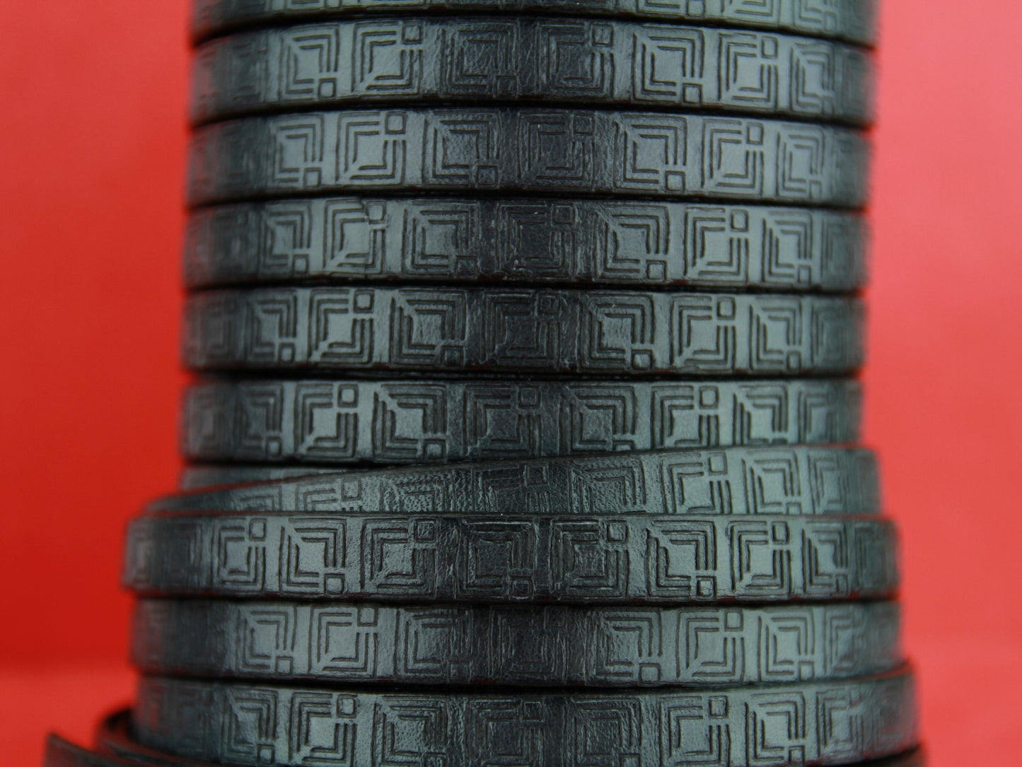 MADE in SPAIN 24" flat leather cord, 10mm flat engraved leather cord for bracelet, embossed 10mm leather cord