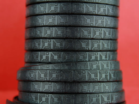 MADE in SPAIN 24" flat leather cord, 10mm flat engraved leather cord for bracelet, embossed 10mm leather cord