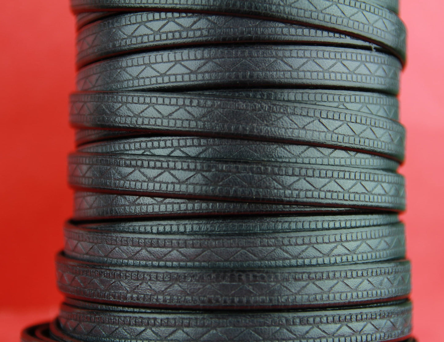 MADE in SPAIN 24" flat leather cord, 10mm flat engraved leather cord for bracelet, embossed 10mm leather cord (707/10/40)
