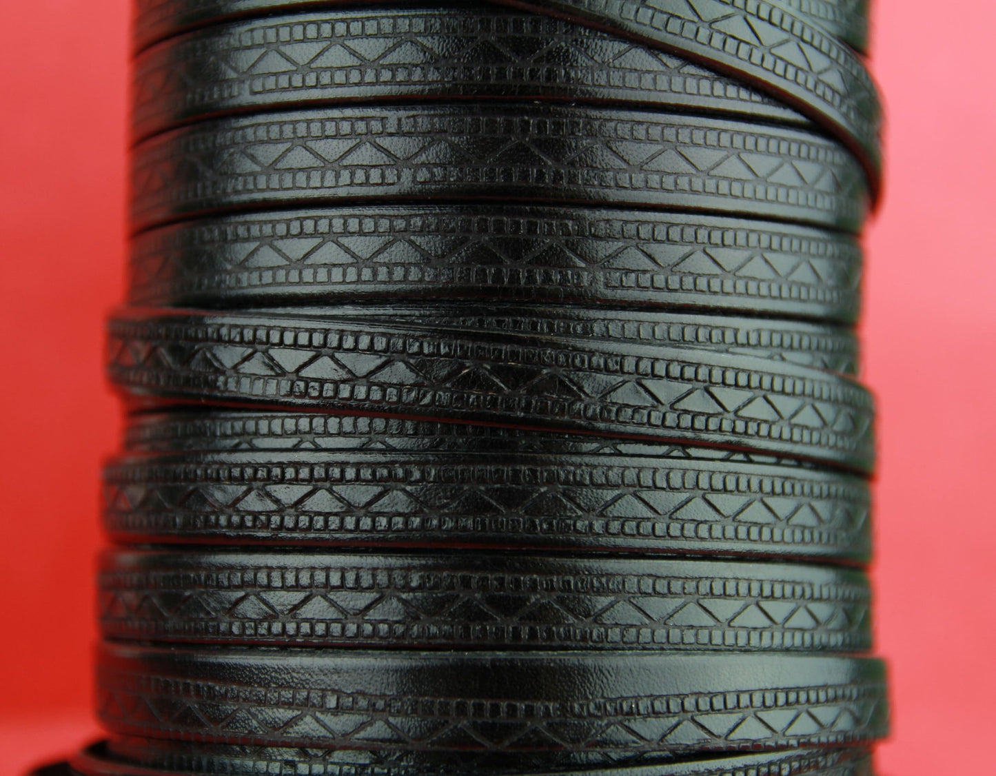 MADE in SPAIN 24" flat leather cord, 10mm flat engraved leather cord for bracelet, embossed 10mm leather cord (707/10/01)