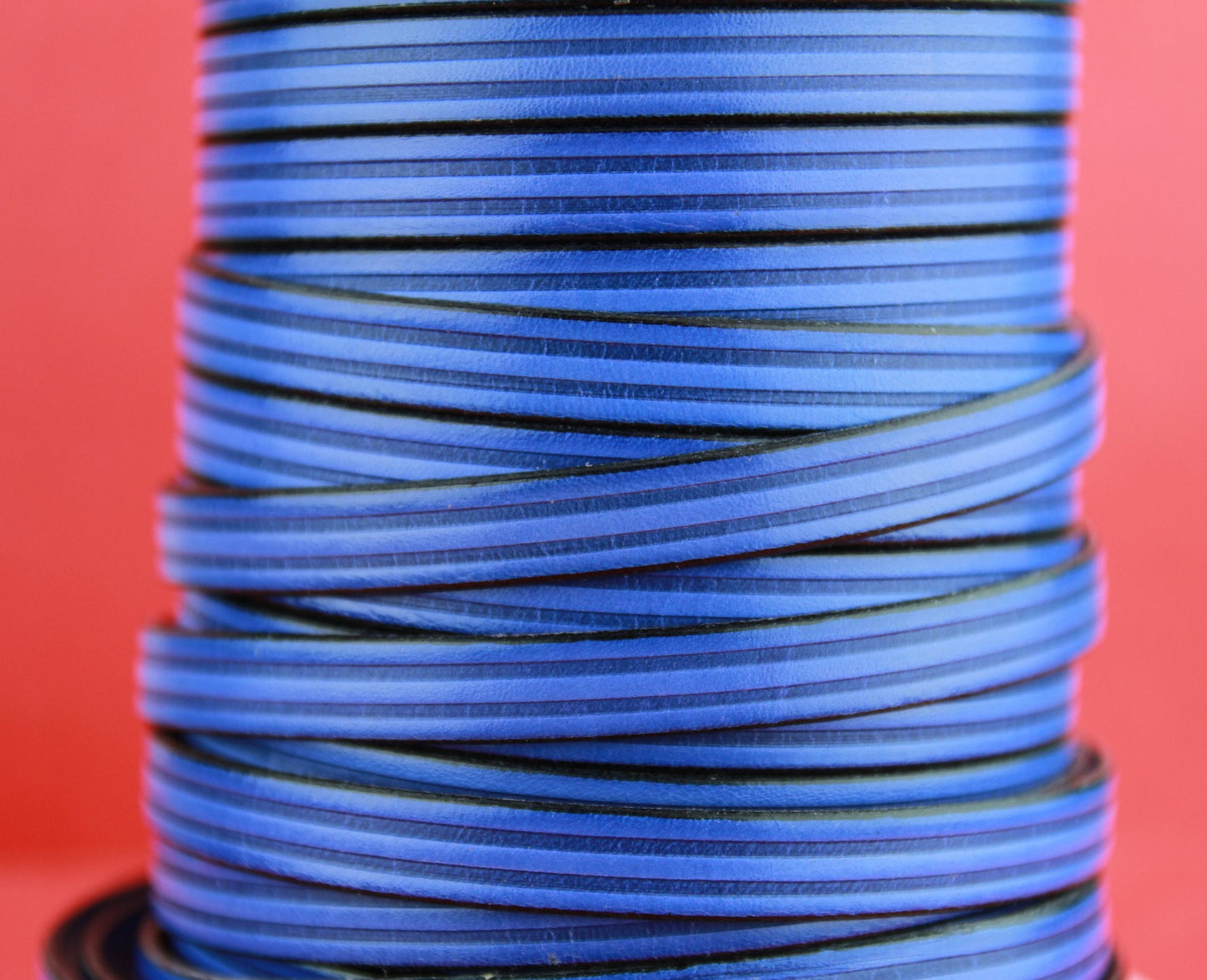 MADE in SPAIN 24" of stripped leather cord, 10mm flat engraved leather cord for bracelet, embossed 10mm leather cord (497/10/28)