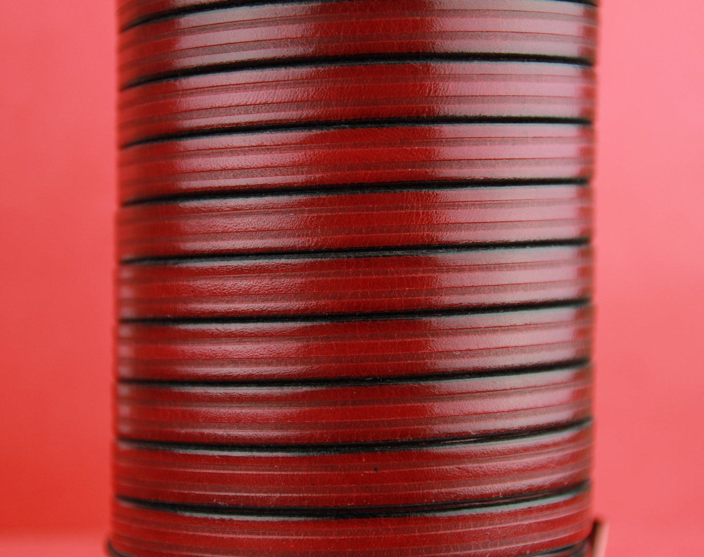 MADE in EUROPE 24" flat leather cord, 10mm leather cord, dark red embossed leather cord (497/10/27)