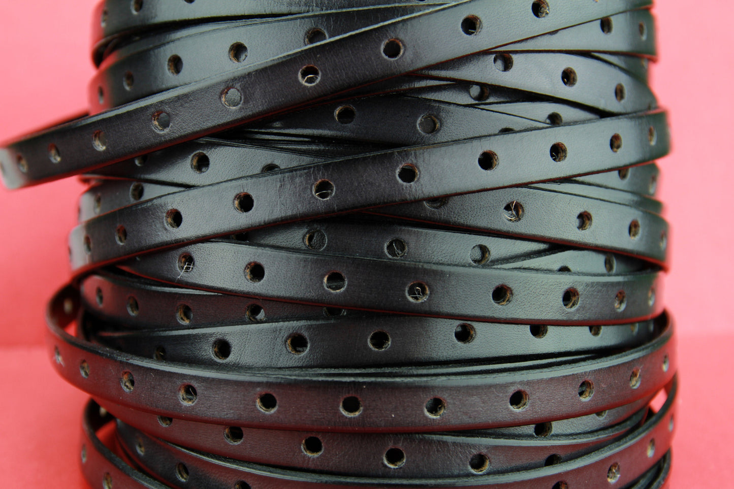 MADE IN SPAIN 24" perforated 10mm leather cord, perforated gray leather cord, 10mm plain leather cord (291/10/40)