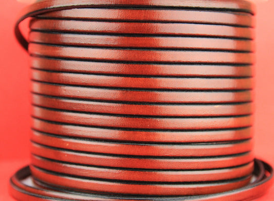 MADE in EUROPE 1 yard of 5mm flat leather cord, genuine leather 5mm strip, brown flat leather cord(221/05/26)