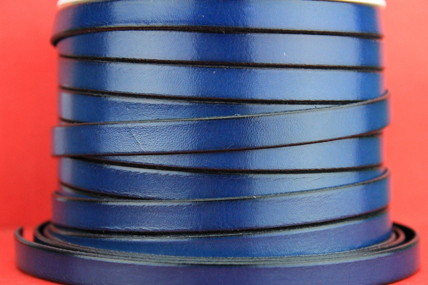 MADE in EUROPE 24" flat leather cord, 10mm leather cord, blue genuine leather cord (221/10/14)