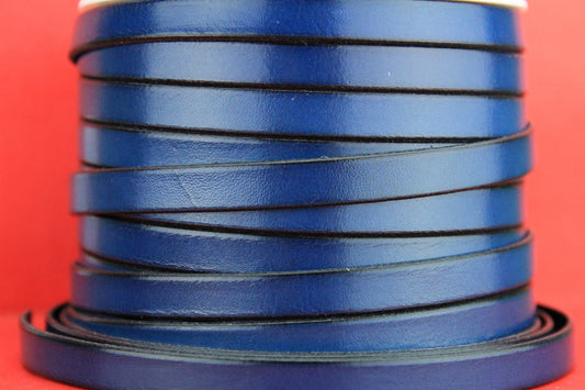 MADE in EUROPE 24" flat leather cord, 10mm leather cord, blue genuine leather cord (221/10/14)