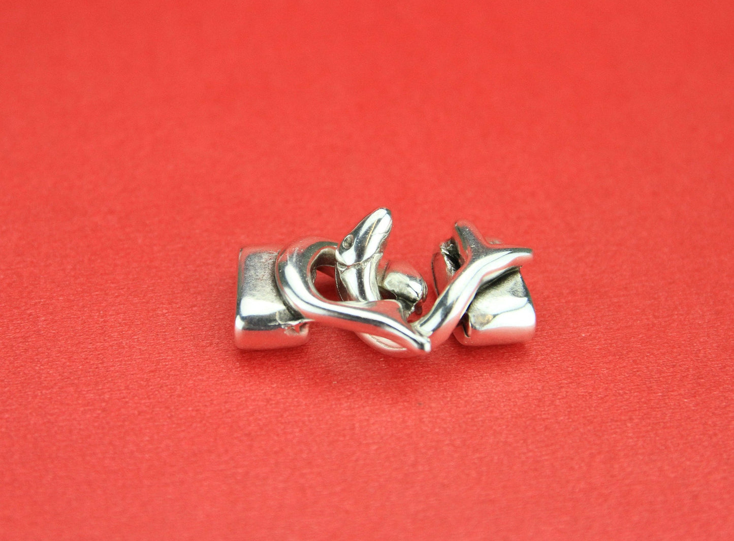FC0288>>MADE in EUROPE zamaktwo fish hook clasp, 10mm flat cord fish clasp, silver hook clasp (NG4396) Qty1