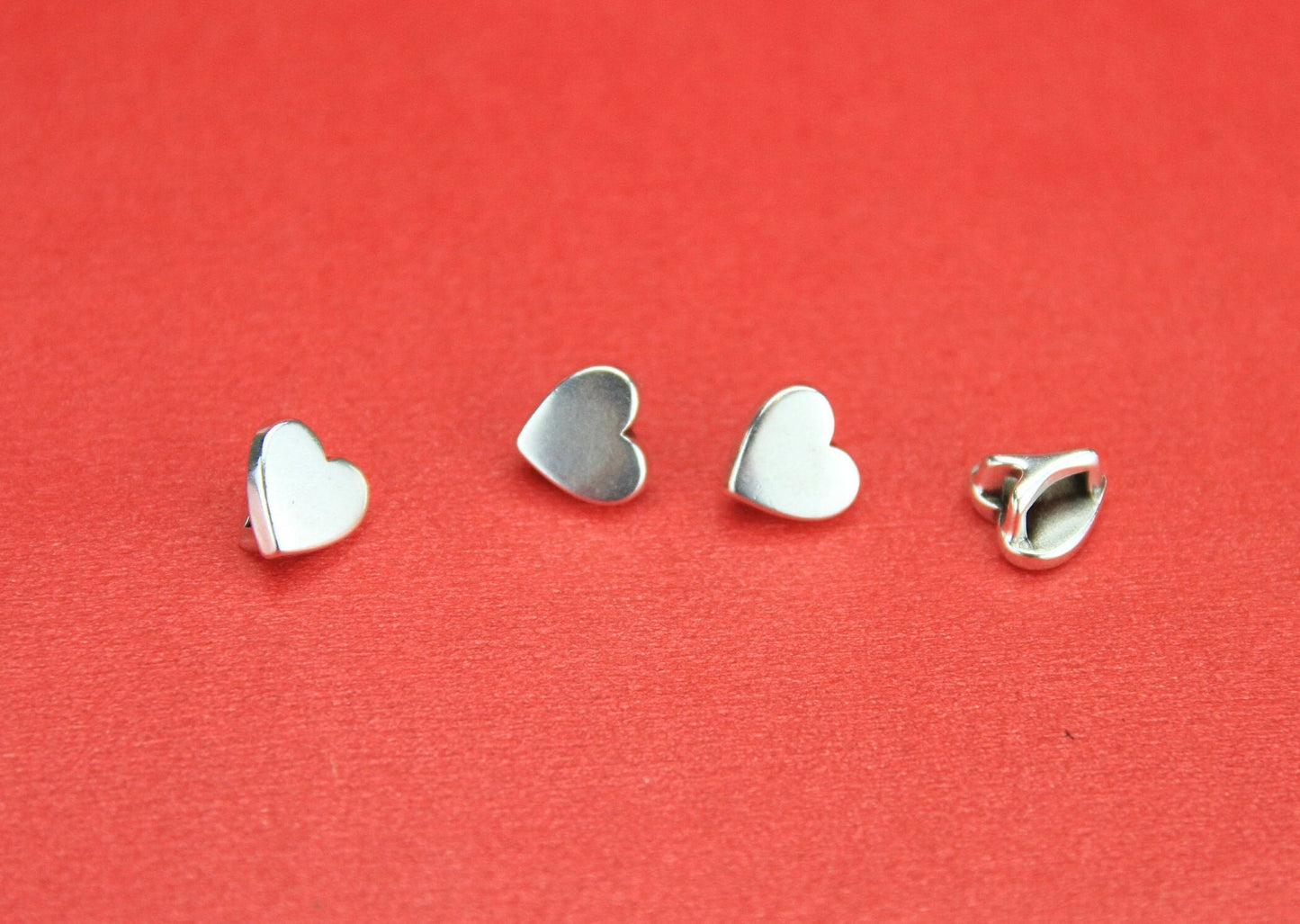 FS0130>>MADE in EUROPE 4 zamak heart sliders for 5mm cord, flat cord heart  slider, silver heart slider  qty4