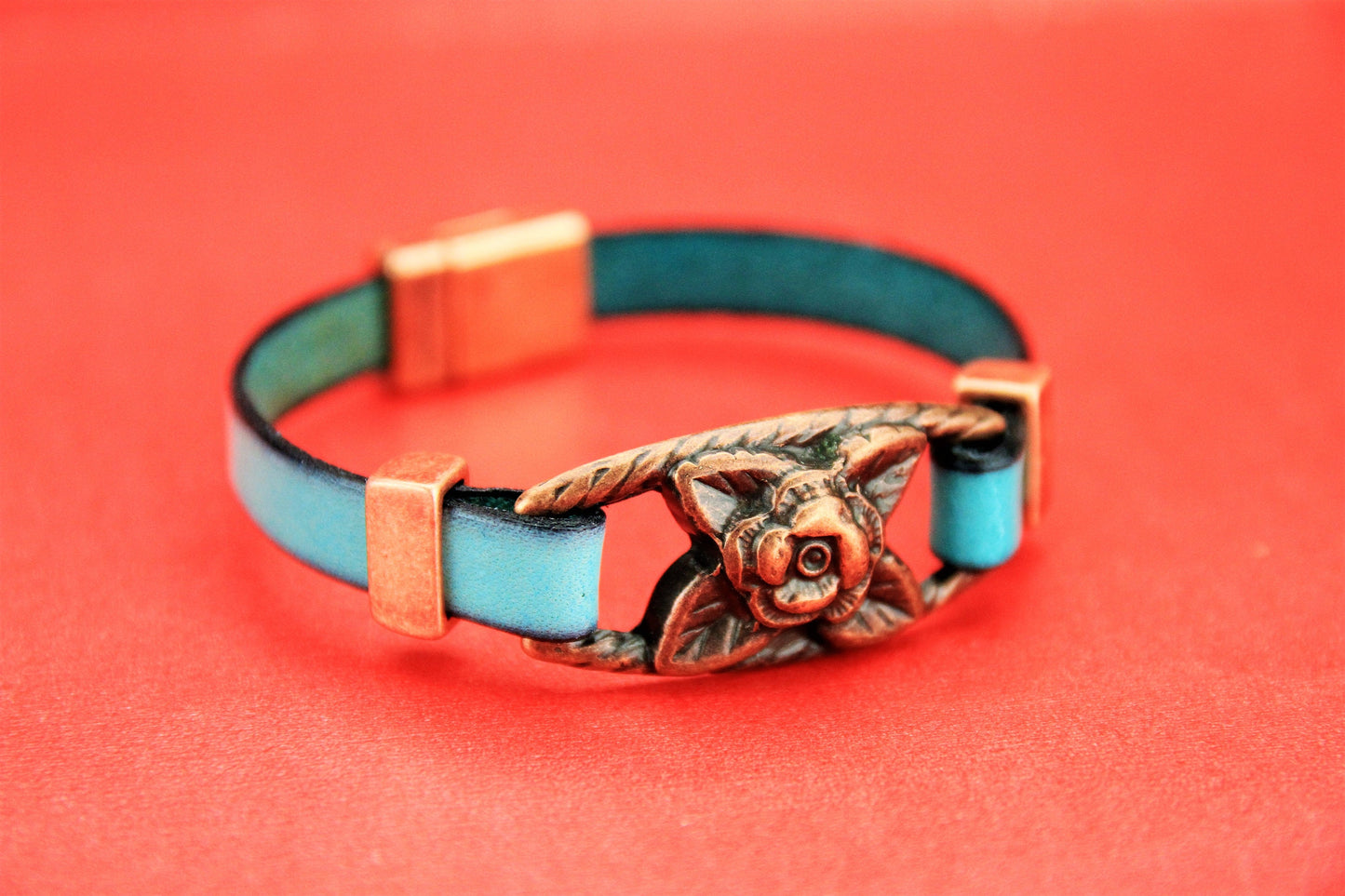 C0036>>MADE in EUROPE zamak flower connector, bracelet zamak component , copper flower connector qty1