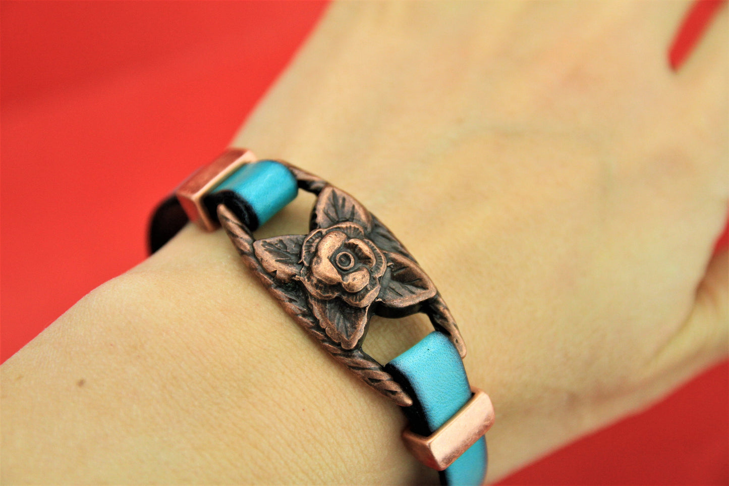 C0036>>MADE in EUROPE zamak flower connector, bracelet zamak component , copper flower connector qty1