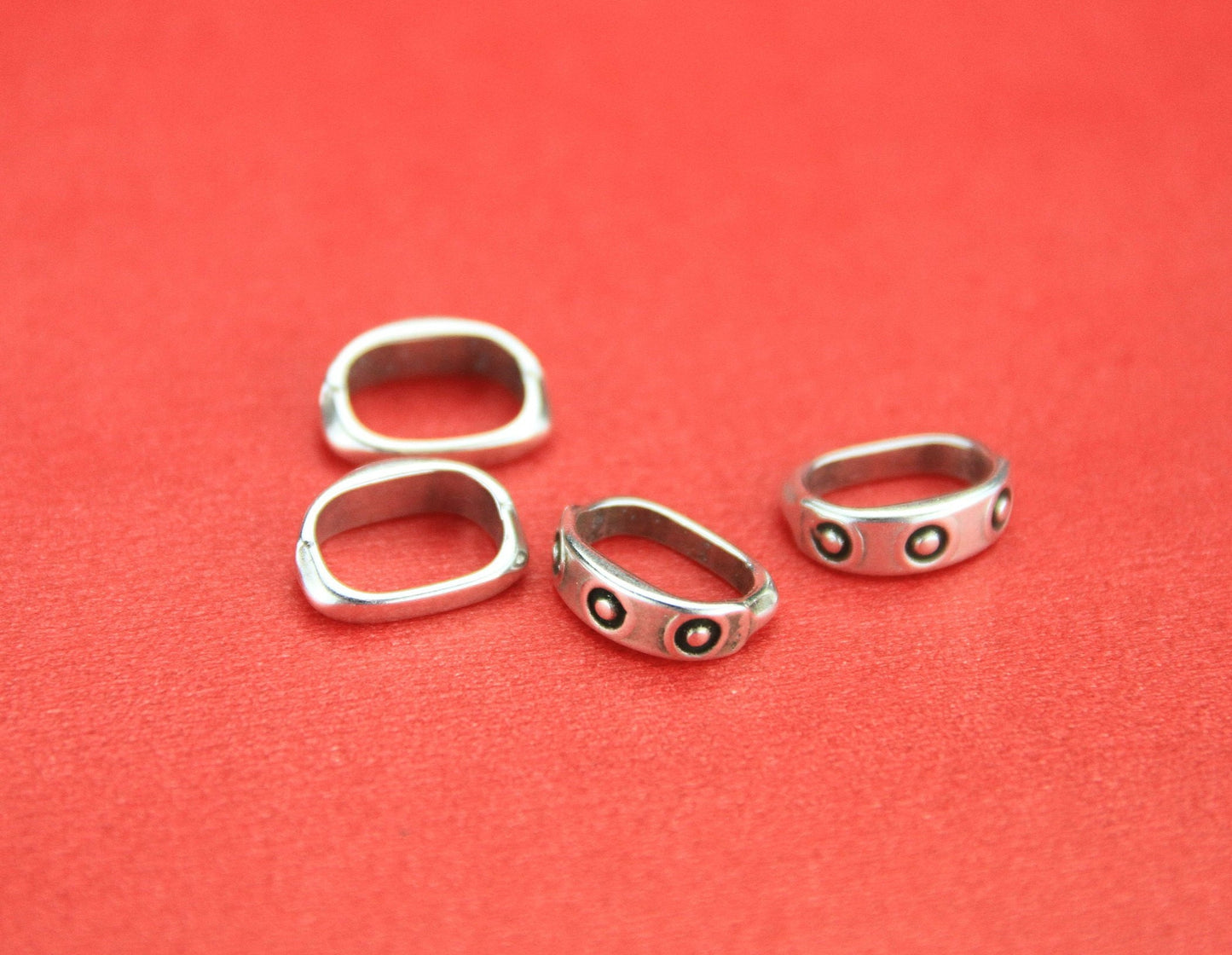 7/4 MADE IN EUROPE 6 zamak ring sliders, licorice ring slider, silver ring sliders(PF8517) Qty6