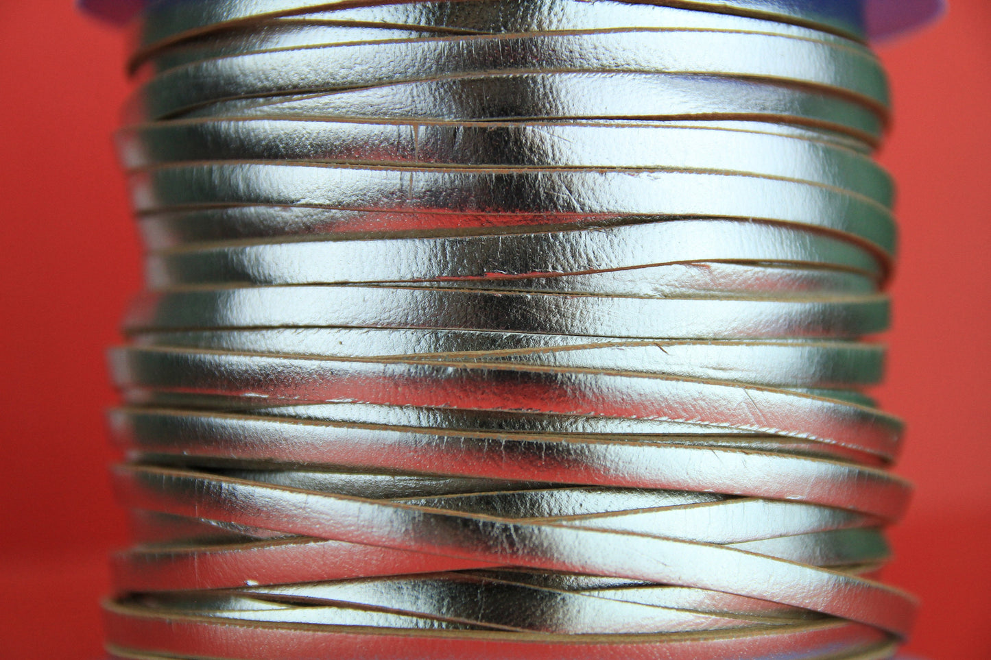 MADE in EUROPE 1 yard of 5mm flat leather cord, molded silver 5mm leather cord, silver 5mm leather cord (vm5mtpla)