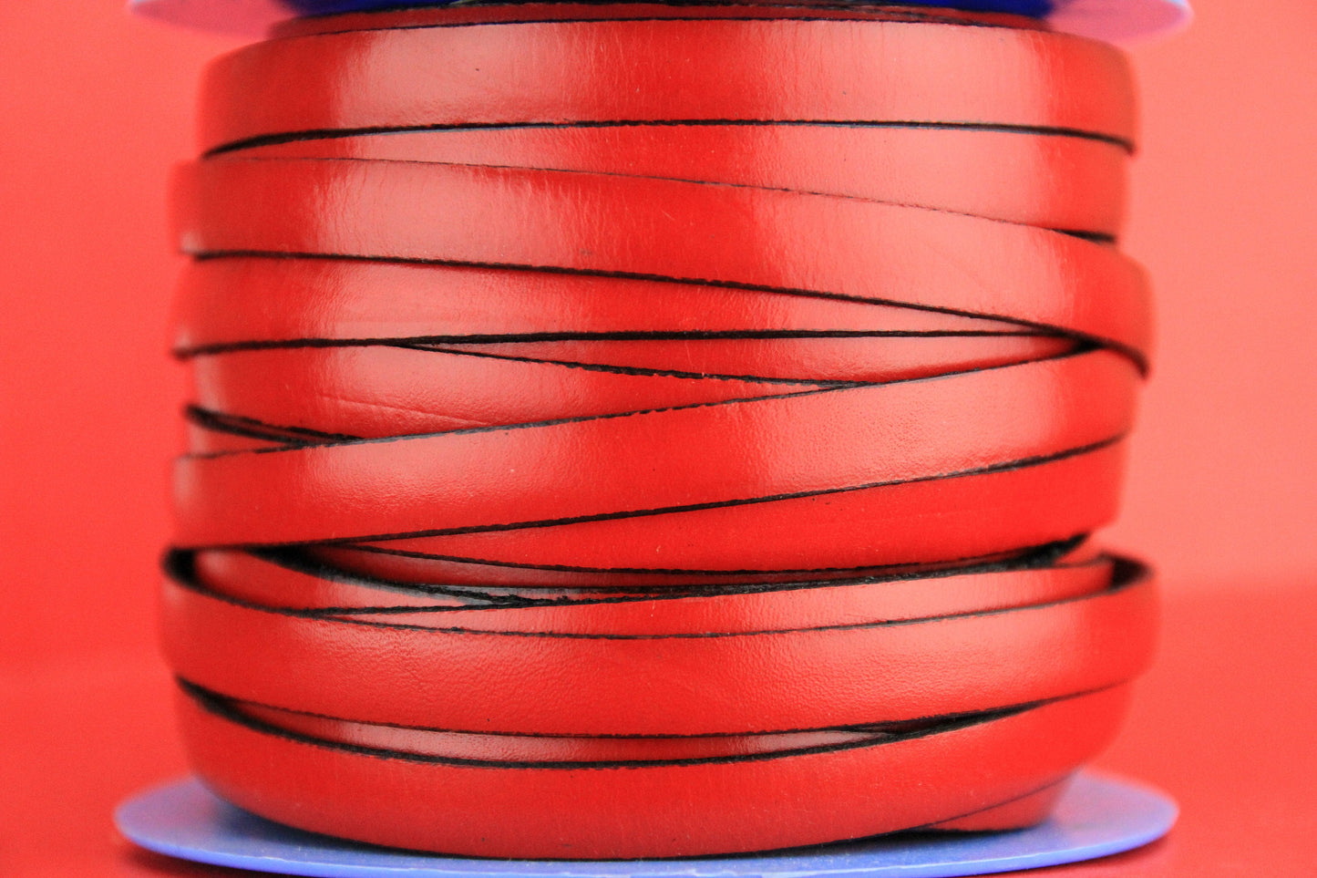 MADE IN SPAIN 24" flat leather cord, red flat leather cord, 10mm flat leather cord (VM10ROJO)