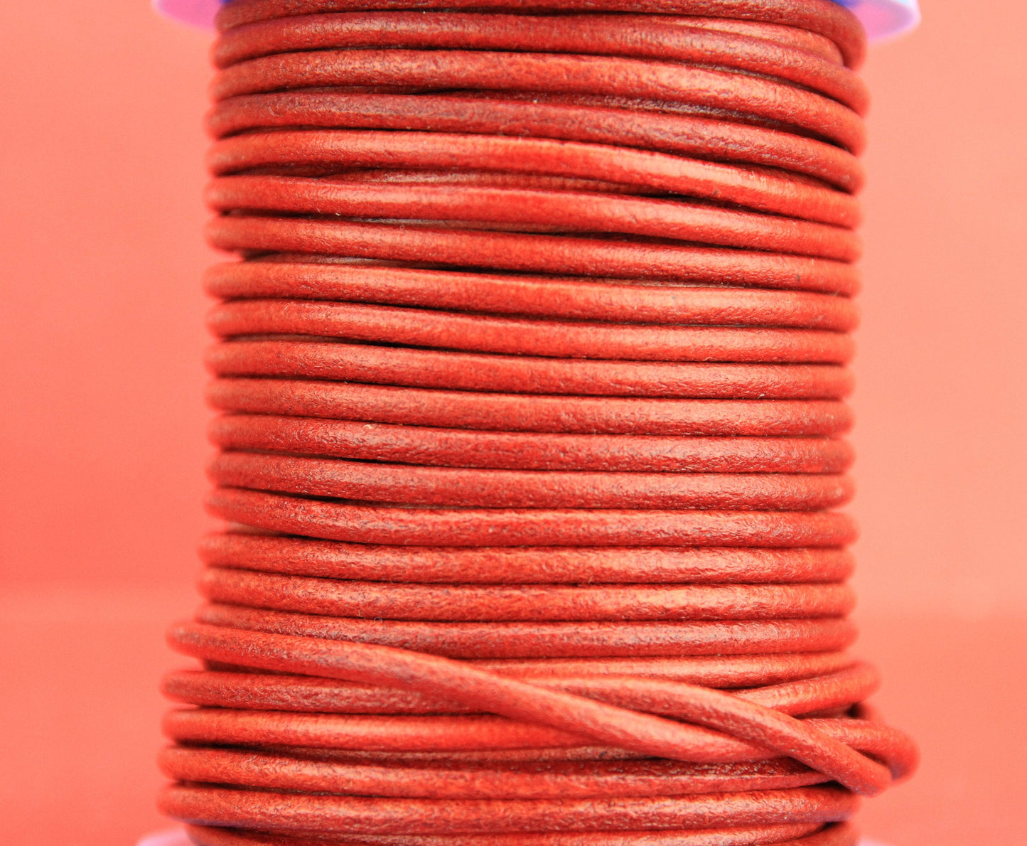 MADE in EUROPE 6 feet red 3mm round leather cord, 3mm red genuine leather cord (3MS1805)