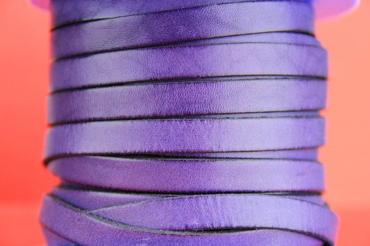 MADE in SPAIN 2 feet of flat 10mm  leather cord, 10mm purple leather cord, (VM10lil)